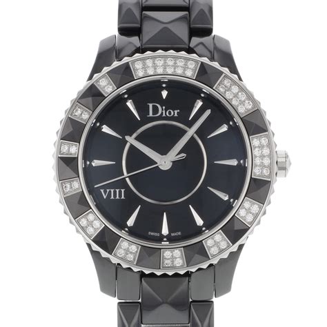 dior black ceramic diamond watch.